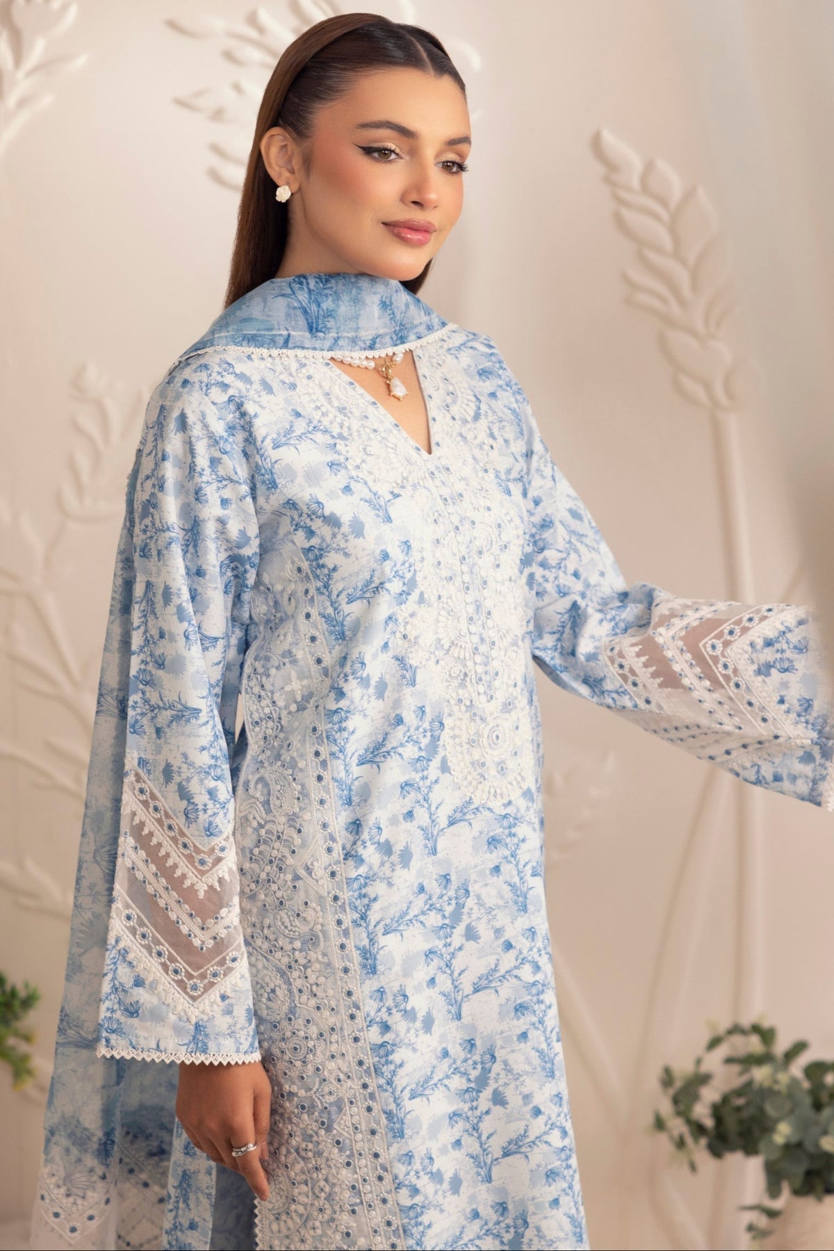 Mohagni | Tulip 25 | SPL-02 L Light Blue Silk lawn