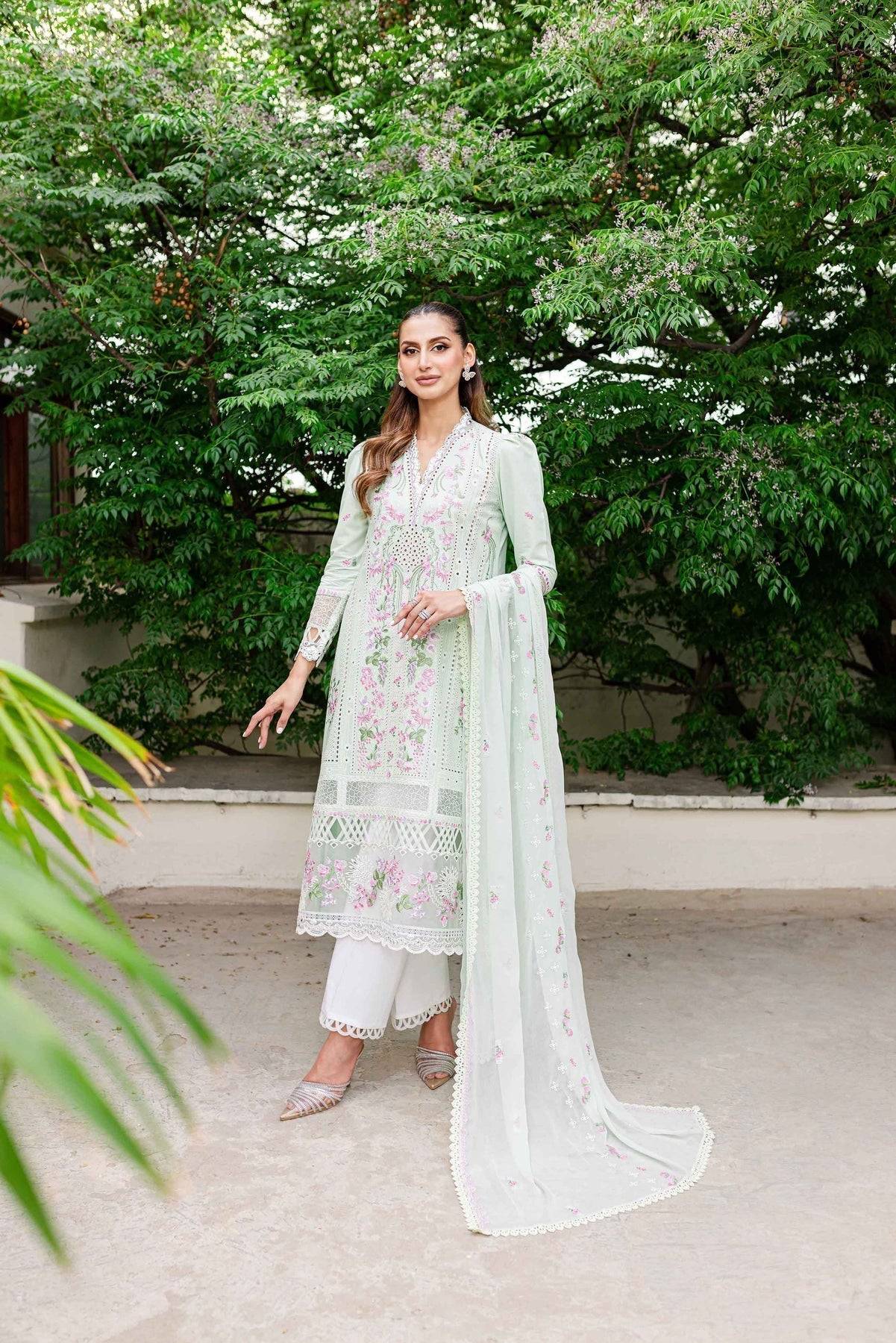 Sable Vogue | Shiree Lawn 24 | Mint Garden - Pakistani Designer Dress - by Sable Vogue | Type: Luxury - 100% Original at Saira Sultan