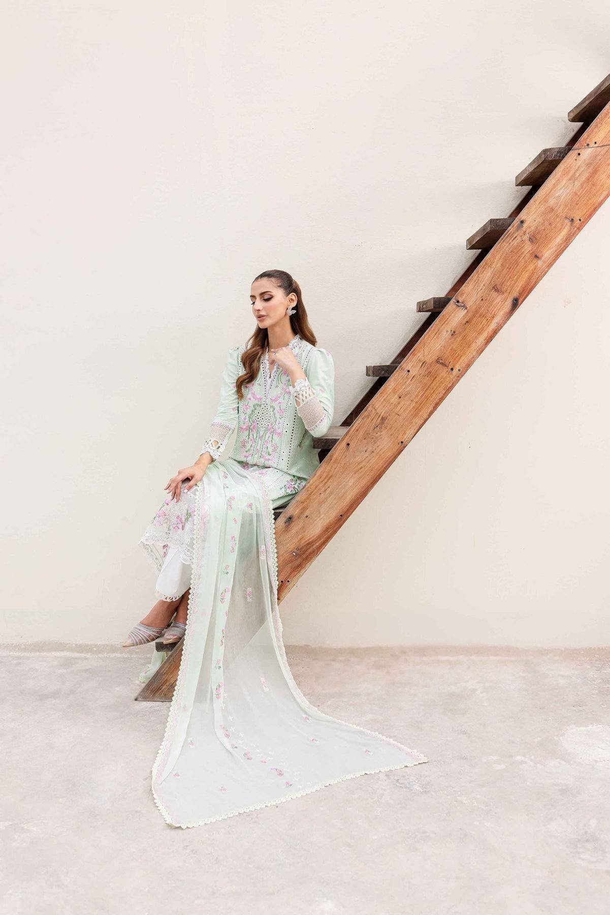 Sable Vogue | Shiree Lawn 24 | Mint Garden - Pakistani Designer Dress - by Sable Vogue | Type: Luxury - 100% Original at Saira Sultan