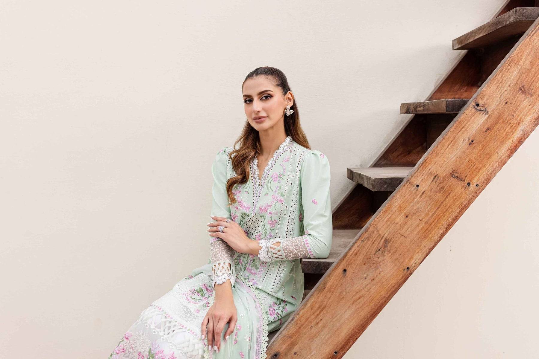Sable Vogue | Shiree Lawn 24 | Mint Garden - Pakistani Designer Dress - by Sable Vogue | Type: Luxury - 100% Original at Saira Sultan