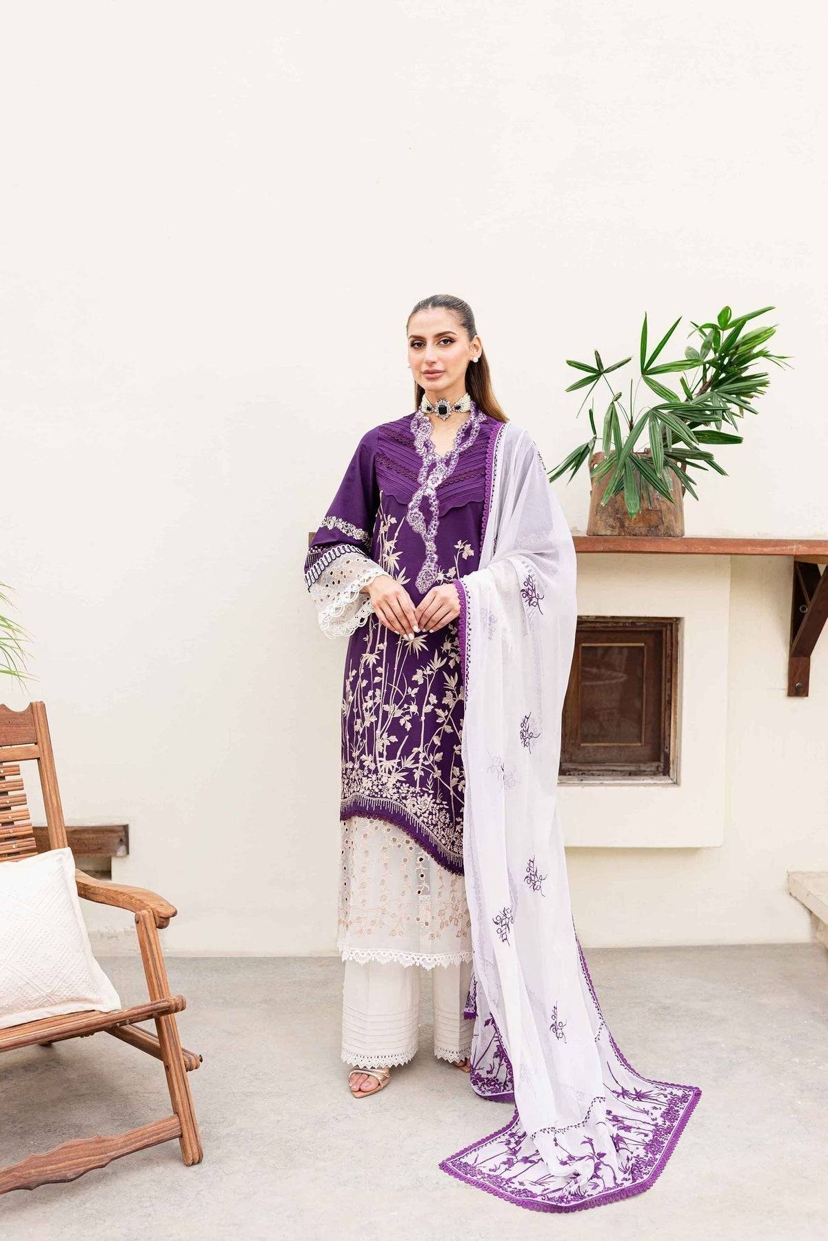 Sable Vogue | Shiree Lawn 24 | Plum Orchid - Pakistani Designer Dress - by Sable Vogue | Type: Luxury - 100% Original at Saira Sultan