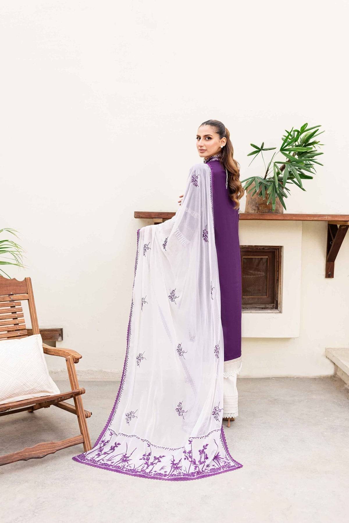 Sable Vogue | Shiree Lawn 24 | Plum Orchid - Pakistani Designer Dress - by Sable Vogue | Type: Luxury - 100% Original at Saira Sultan