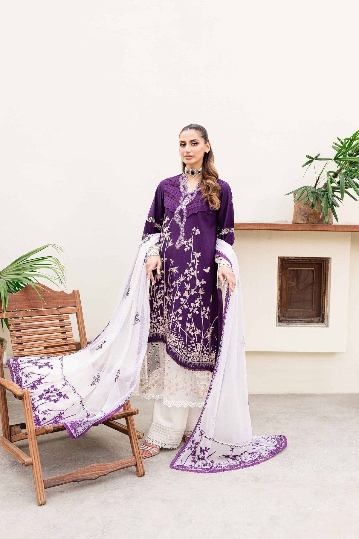 Sable Vogue | Shiree Lawn 24 | Plum Orchid - Pakistani Designer Dress - by Sable Vogue | Type: Luxury - 100% Original at Saira Sultan