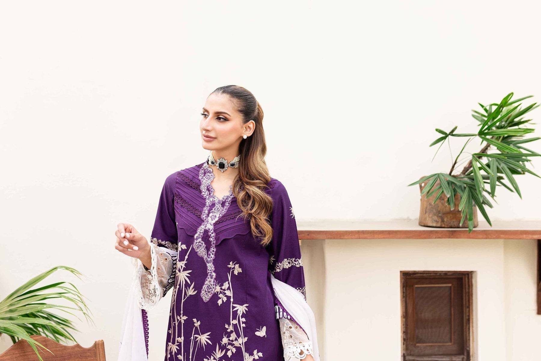 Sable Vogue | Shiree Lawn 24 | Plum Orchid - Pakistani Designer Dress - by Sable Vogue | Type: Luxury - 100% Original at Saira Sultan