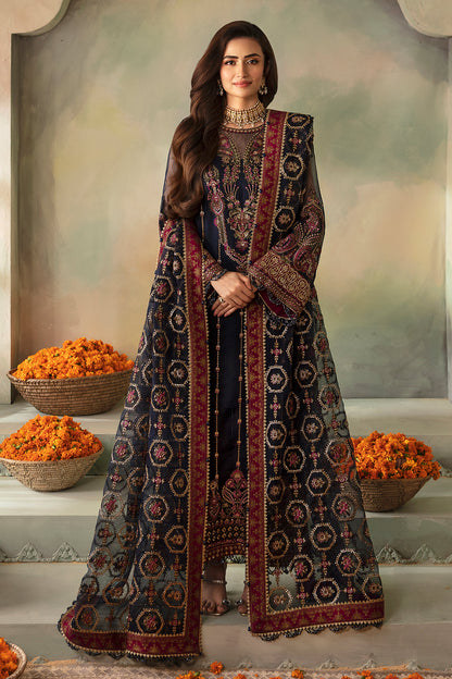 Saad Shaikh | Elana Wedding Formals | Seren XS Navy Blue Organza