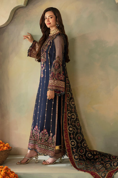 Saad Shaikh | Elana Wedding Formals | Seren L Navy Blue Organza
