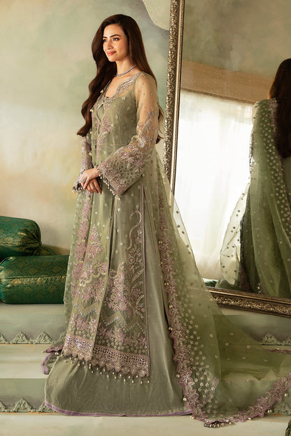 Saad Shaikh | Elana Wedding Formals | Azar L Greenish Brown Organza