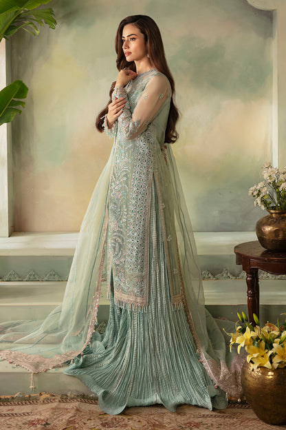 Saad Shaikh | Elana Wedding Formals | IRIS Custom Size Ice Blue Organza
