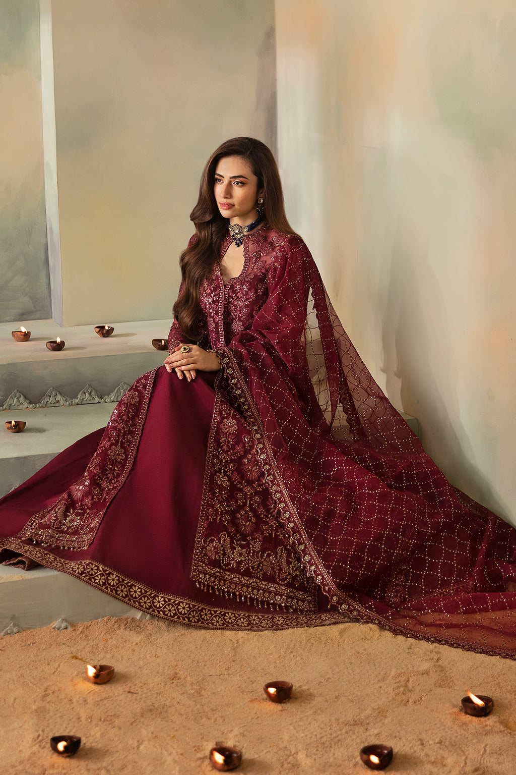 Saad Shaikh | Elana Wedding Formals | Leila Custom Size Blood Red Organza