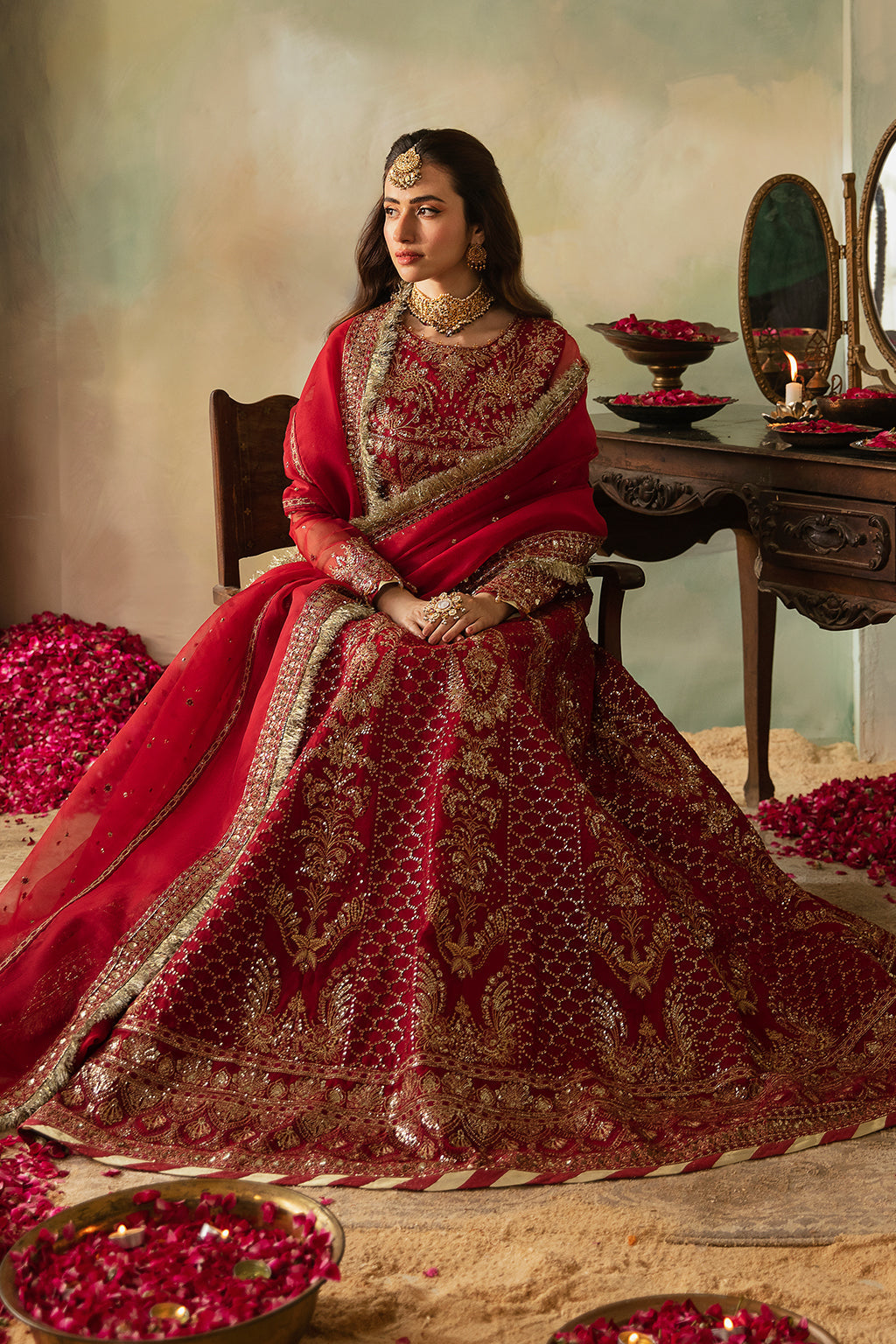 Saad Shaikh | Elana Wedding Formals | Cerise Custom Size Red Organza