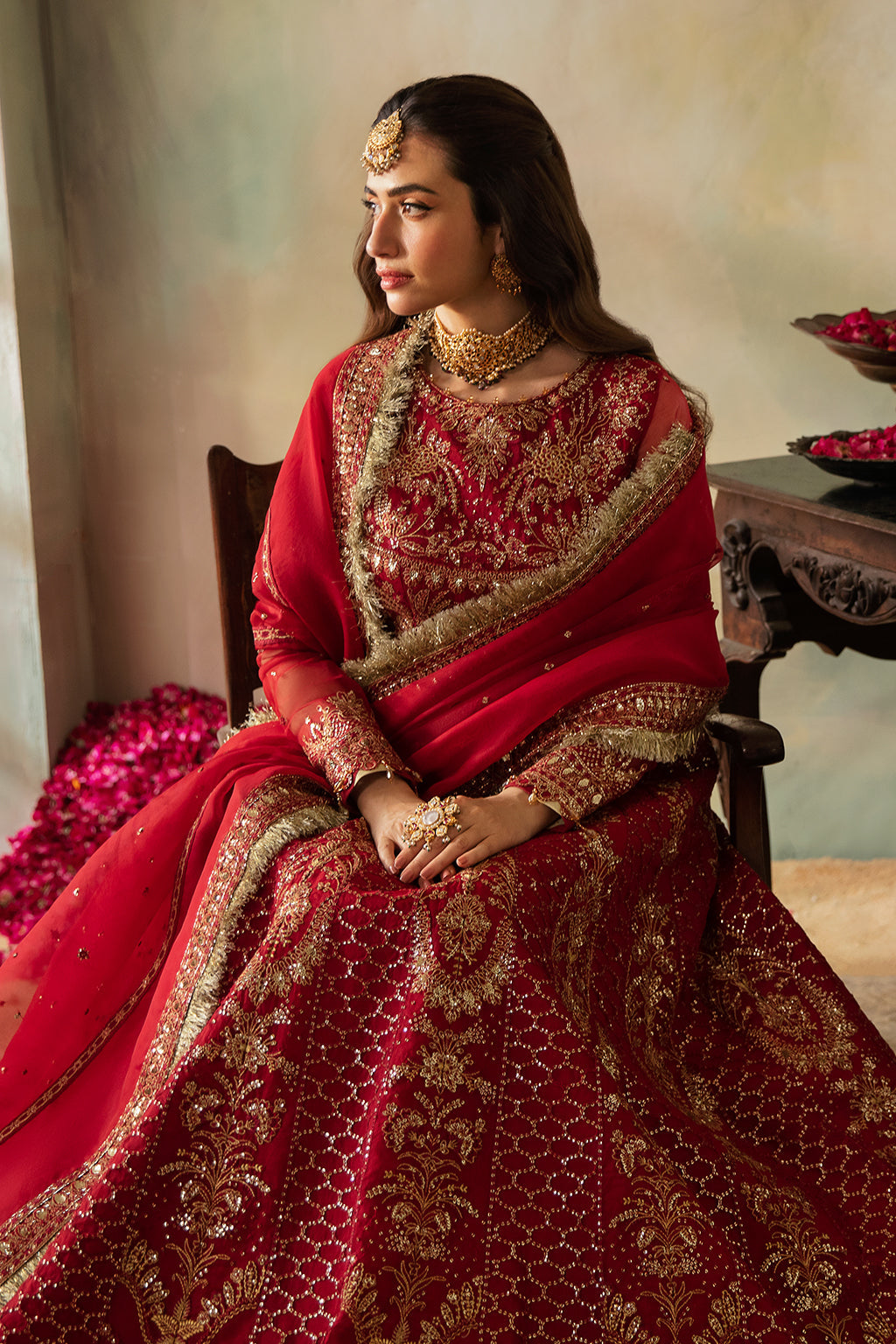 Saad Shaikh | Elana Wedding Formals | Cerise XL Red Organza