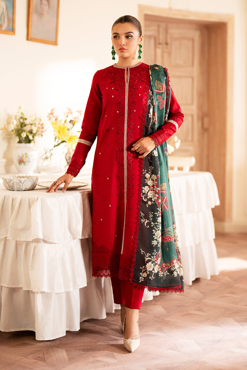 Saad Shaikh | Lumiere Winter |  D-07 Coral - Pakistani Designer Dress - by Saad Shaikh | Type: Ladies Clothes - 100% Original at Saira Sultan