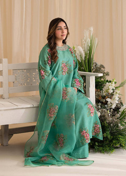 Sadaf Fawad Khan | Lyla Festive Pret | Dorothy Turquoise - Pakistani Designer Dress - by Sadaf Fawad Khan | Type: Formal - 100% Original at Saira Sultan