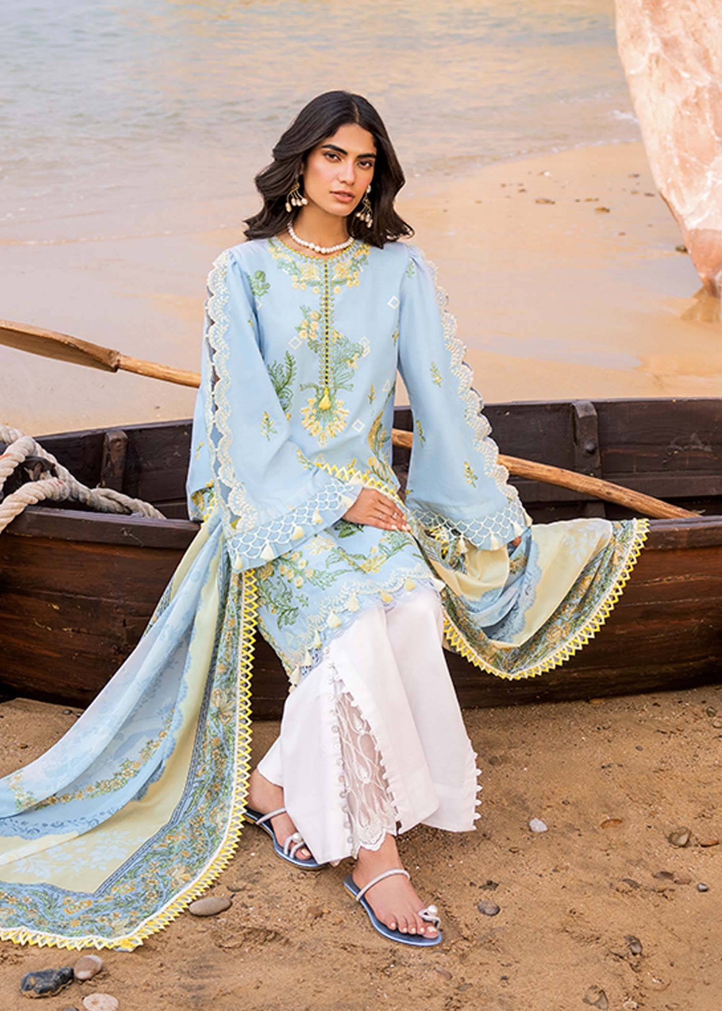 Sadaf Fawad Khan | Siraa Luxury Lawn 24| Amani (B) - Pakistani Designer Dress - by Sadaf Fawad Khan | Type: Luxury - 100% Original at Saira Sultan