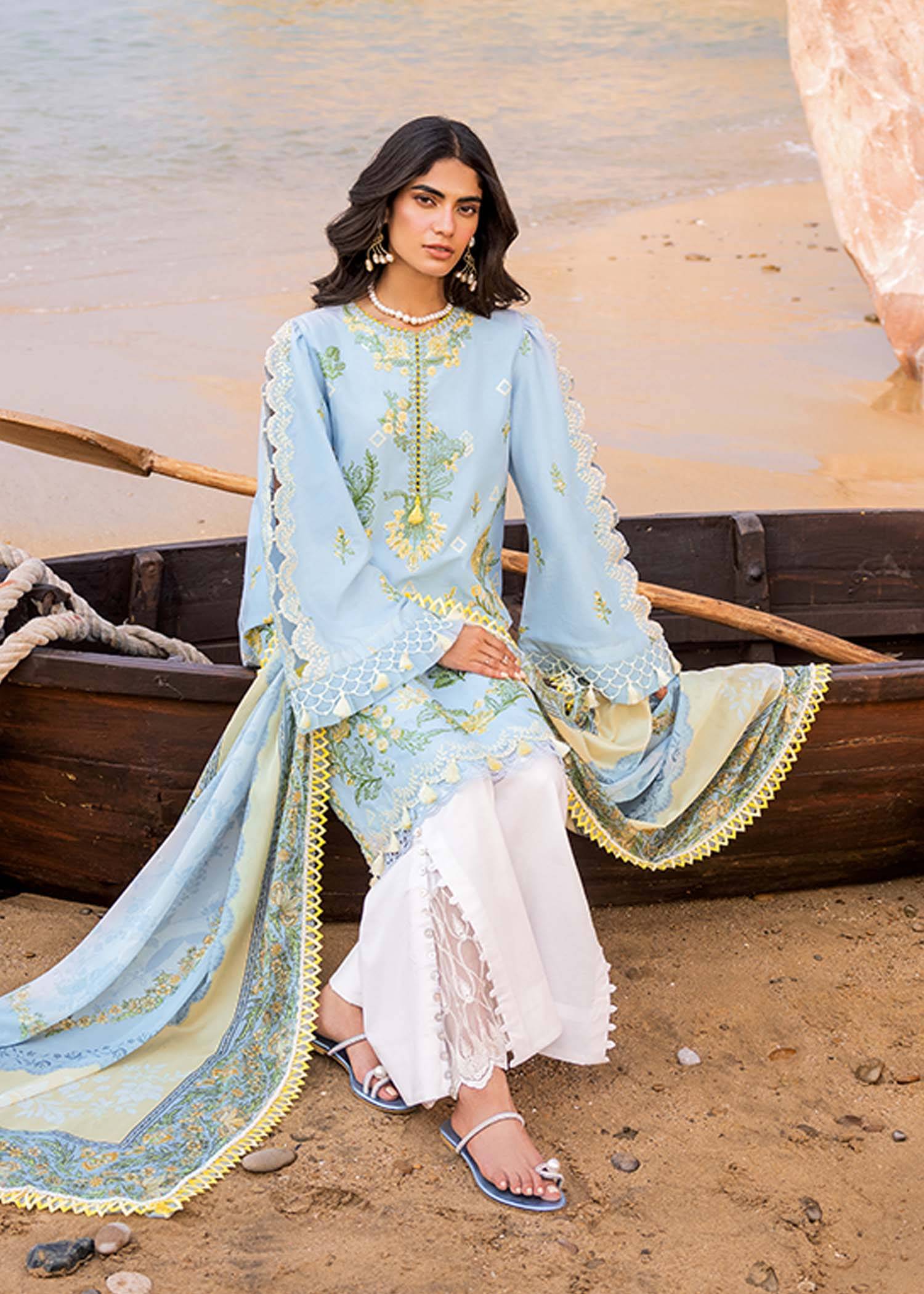 Sadaf Fawad Khan | Siraa Luxury Lawn 24| Amani (B) - Pakistani Designer Dress - by Sadaf Fawad Khan | Type: Luxury - 100% Original at Saira Sultan
