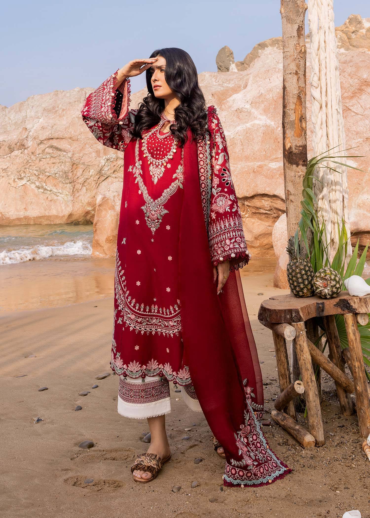 Sadaf Fawad Khan | Siraa Luxury Lawn 24| Calah (A) - Pakistani Designer Dress - by Sadaf Fawad Khan | Type: Luxury - 100% Original at Saira Sultan