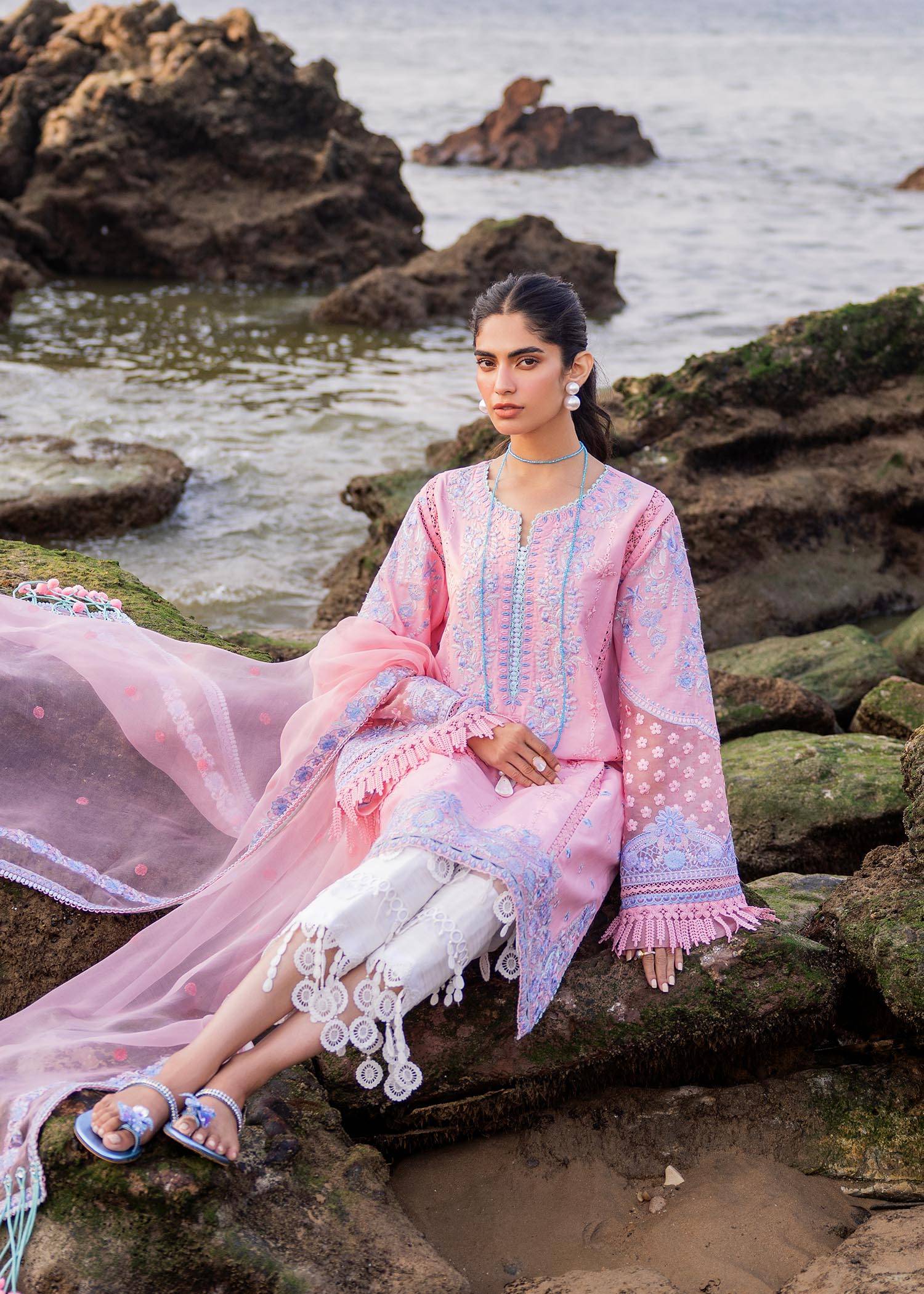 Sadaf Fawad Khan | Siraa Luxury Lawn 24| Amira (B) - Pakistani Designer Dress - by Sadaf Fawad Khan | Type: Luxury - 100% Original at Saira Sultan