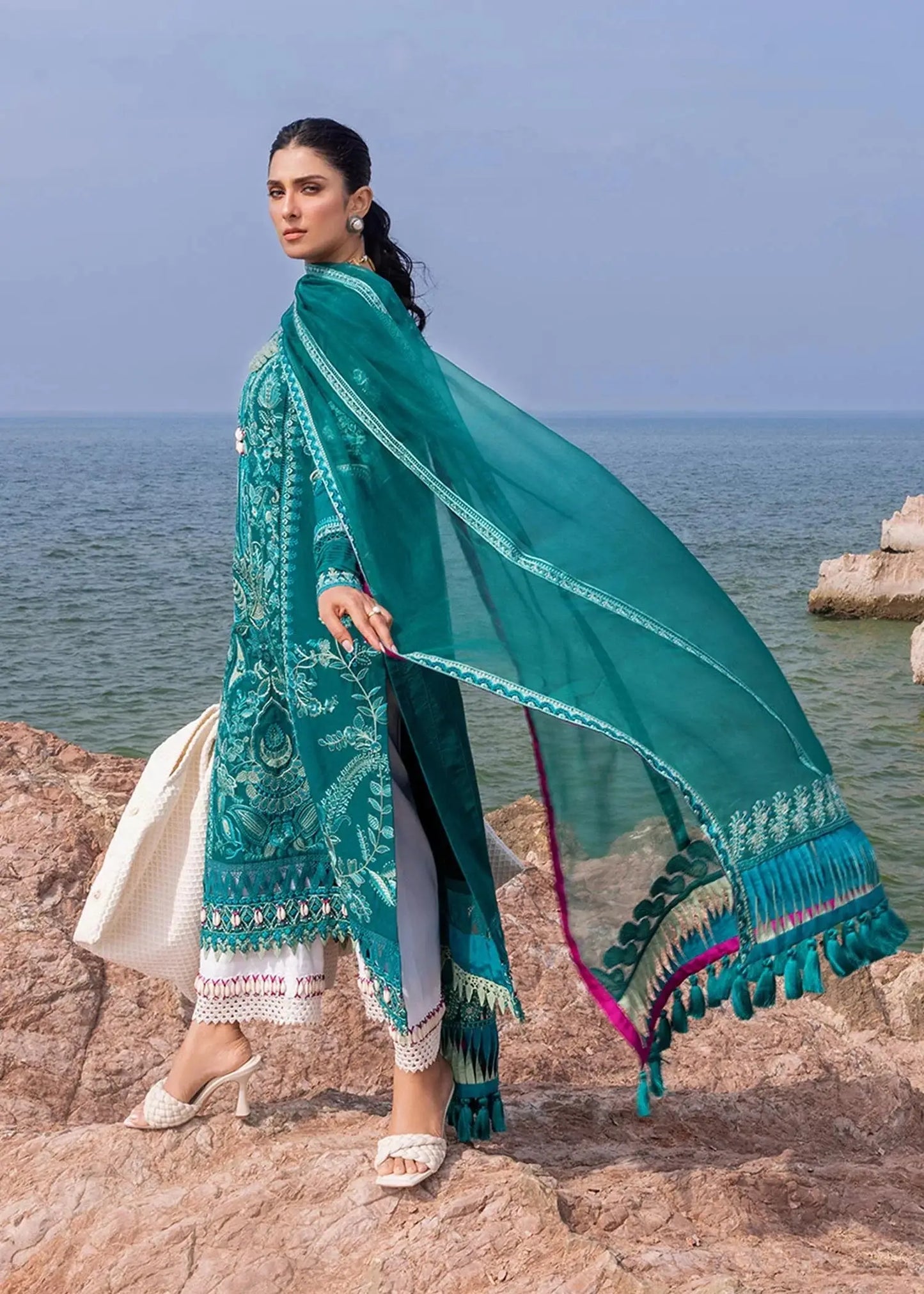 Sadaf Fawad Khan | Siraa Luxury Lawn 24| Elaheh (A) - Pakistani Designer Dress - by Sadaf Fawad Khan | Type: Luxury - 100% Original at Saira Sultan