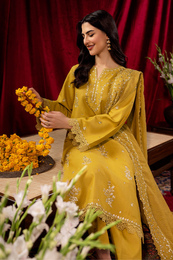 Saffron | Celestial Fall 24 | TUSCAN SUNSET L Mustard Yellow Khaddar