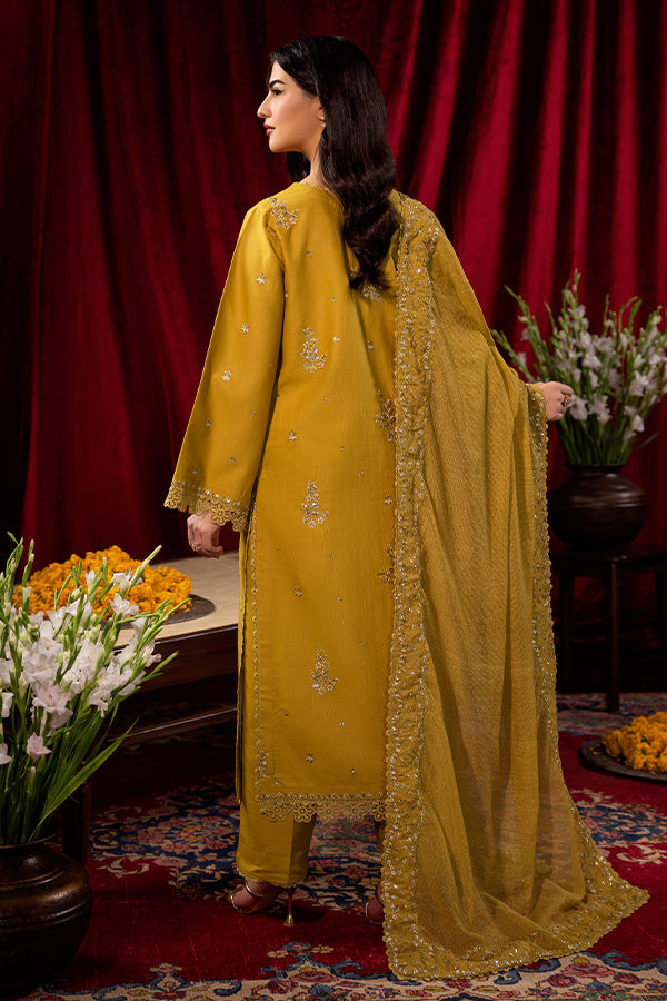 Saffron | Celestial Fall 24 | TUSCAN SUNSET S Mustard Yellow Khaddar