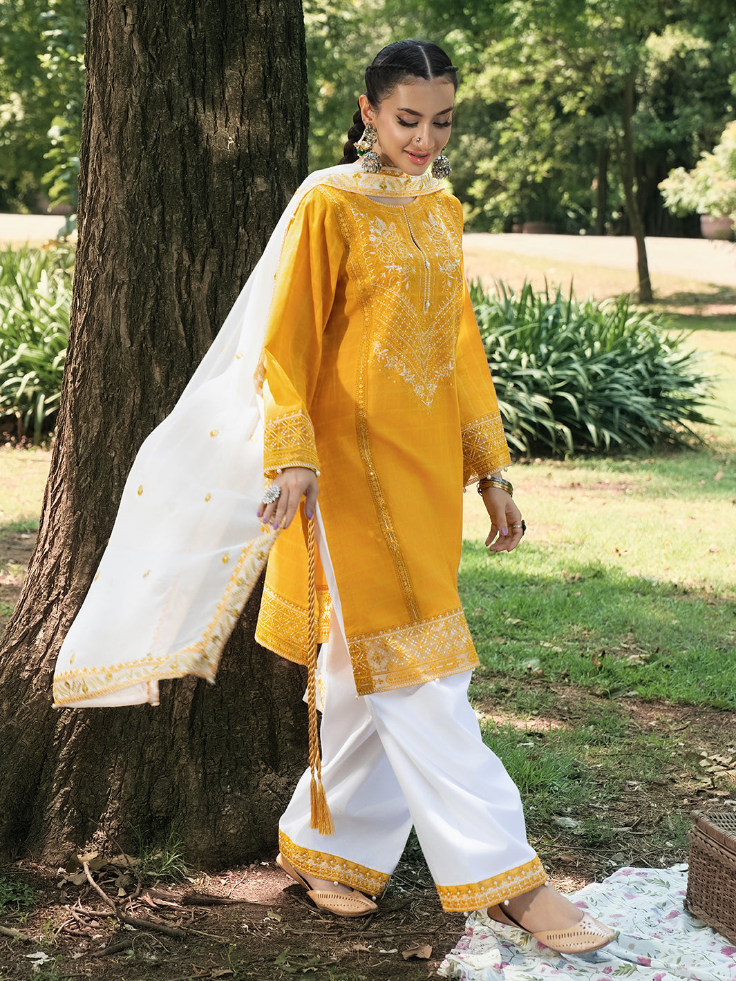Hemstitch | The Garden Lawn | Saffron Petal - Pakistani Designer Dress - by Hemstitch - Type : Ladies Clothes - 100% Original at Saira Sultan