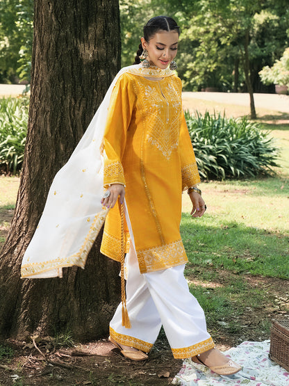 Hemstitch | The Garden Lawn | Saffron Petal - Pakistani Designer Dress - by Hemstitch - Type : Ladies Clothes - 100% Original at Saira Sultan