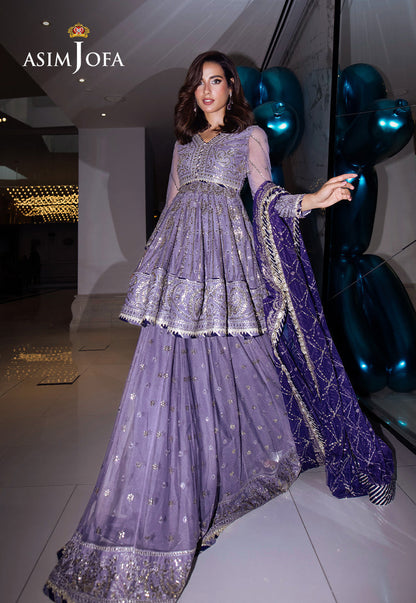 Asim Jofa | Festive Collection 25 | AJFF-02 Custom Size Lilac Gray Net