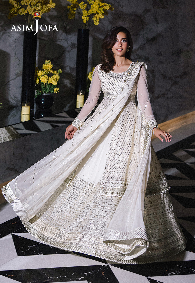 Asim Jofa | Festive Collection 25 | AJFF-09 Custom Size Ivory Net