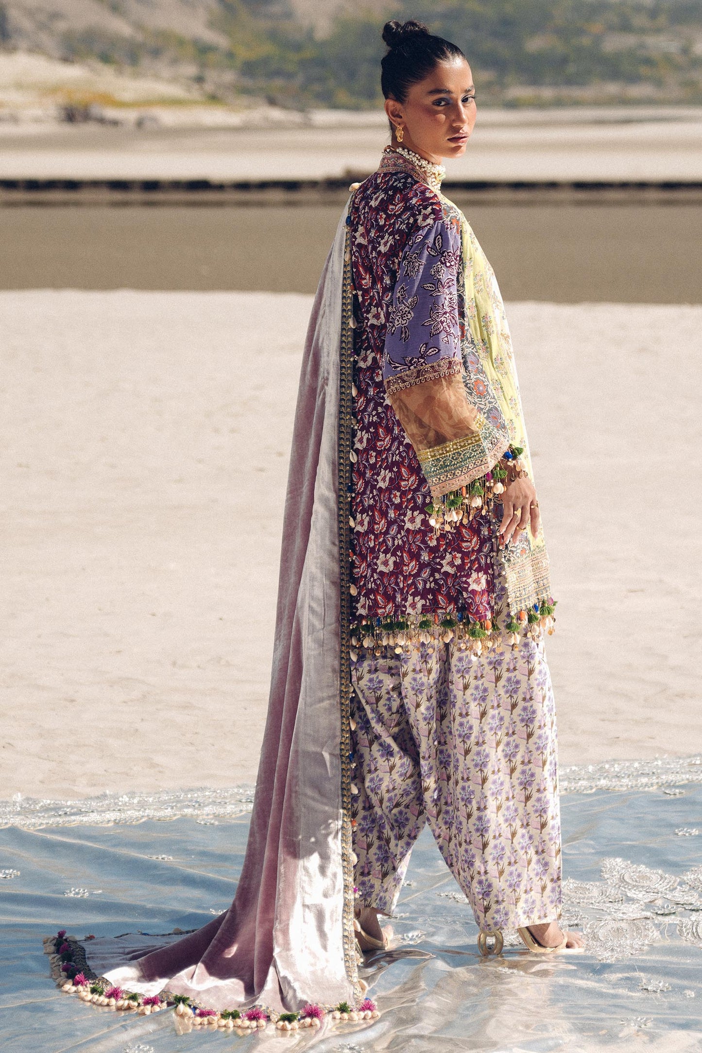 Sana Safinaz | Winter Shawl 24 | Velvet S241-006B-3CP - Pakistani Designer Dress - by Sana Safinaz | Type: Ladies Clothes - 100% Original at Saira Sultan