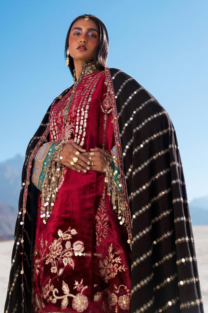 Sana Safinaz | Winter Shawl 24 | Velvet V241-002-3CP - Pakistani Designer Dress - by Sana Safinaz | Type: Ladies Clothes - 100% Original at Saira Sultan