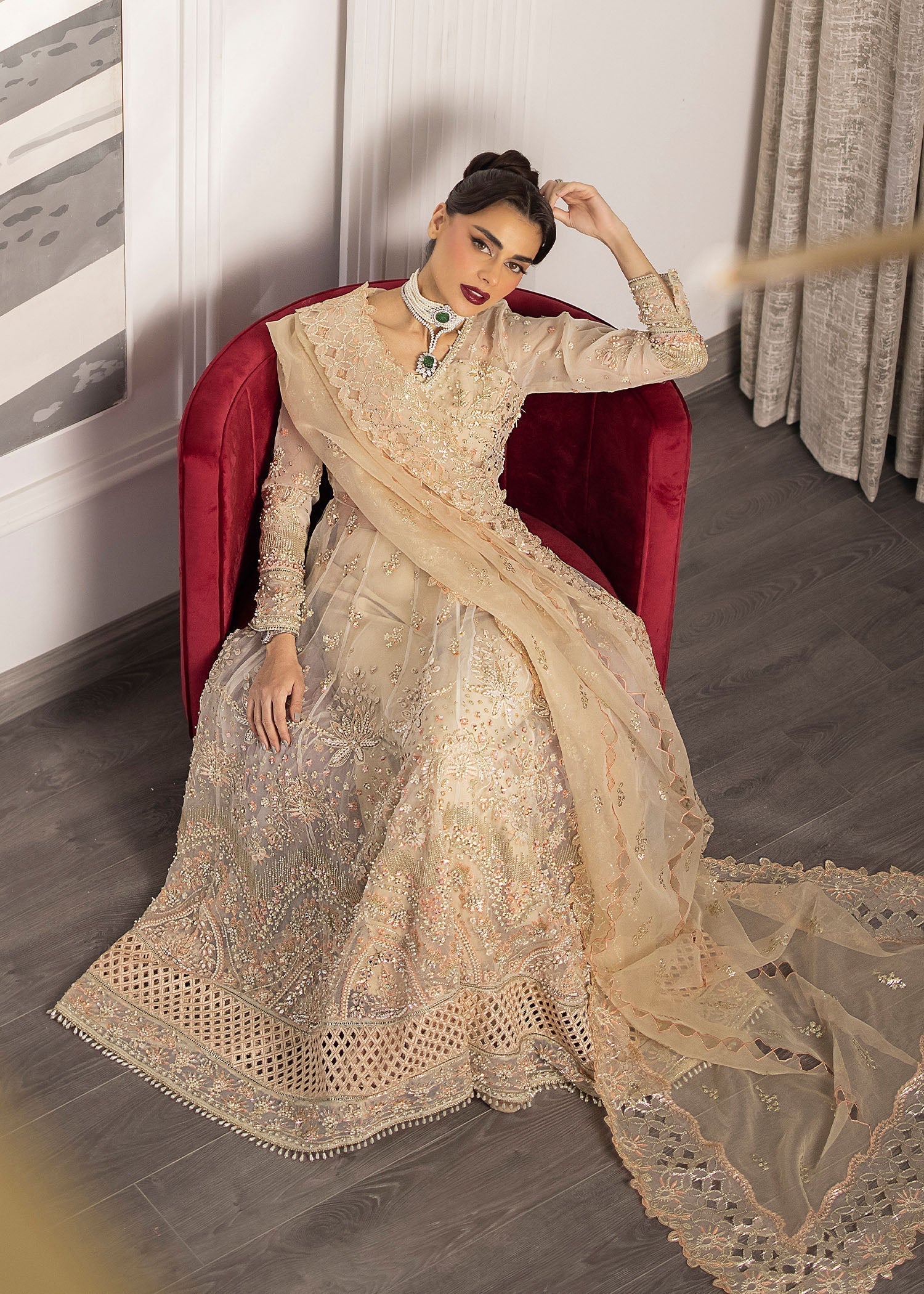 Sardinia | La More 24 | Golden Whisper - Pakistani Designer Dress - by Sardinia | Type: Ladies Clothes - 100% Original at Saira Sultan