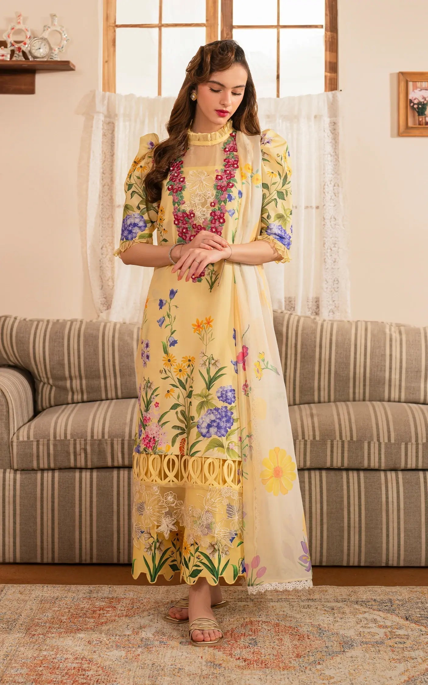 Asifa and Nabeel | Meraki Vintage 25 | Sehar (MVL25-03) XL Yellow Lawn
