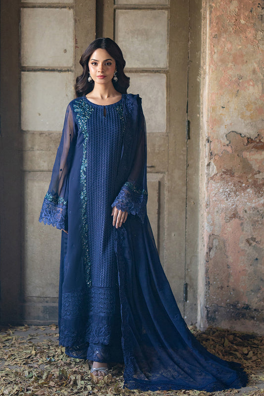 Azure | Ensembles Embroidered Formals | Serene Sapphire XS Navy Blue Chiffon