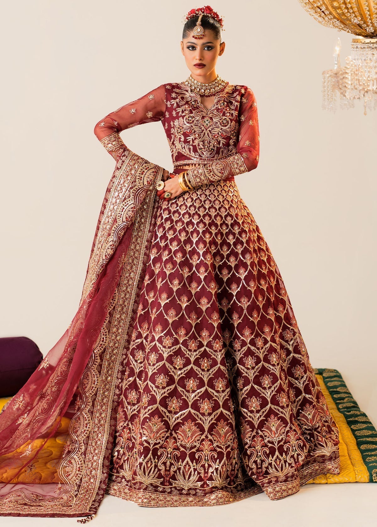 Shurooq | Zara Edit 24 | Raani XS Deep Red Organza
