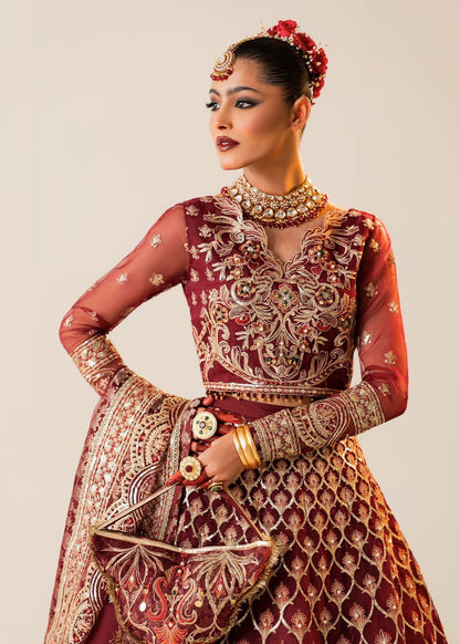 Shurooq | Zara Edit 24 | Raani M Deep Red Organza