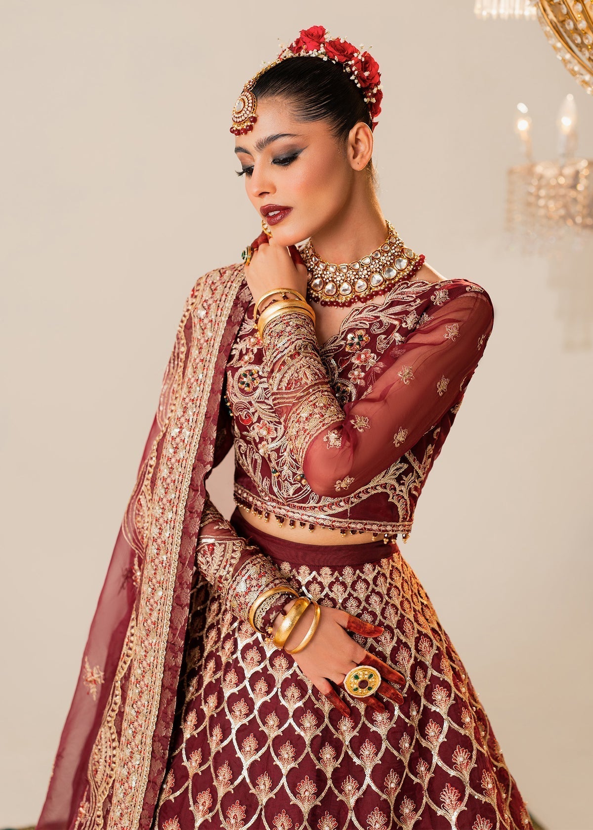 Shurooq | Zara Edit 24 | Raani L Deep Red Organza