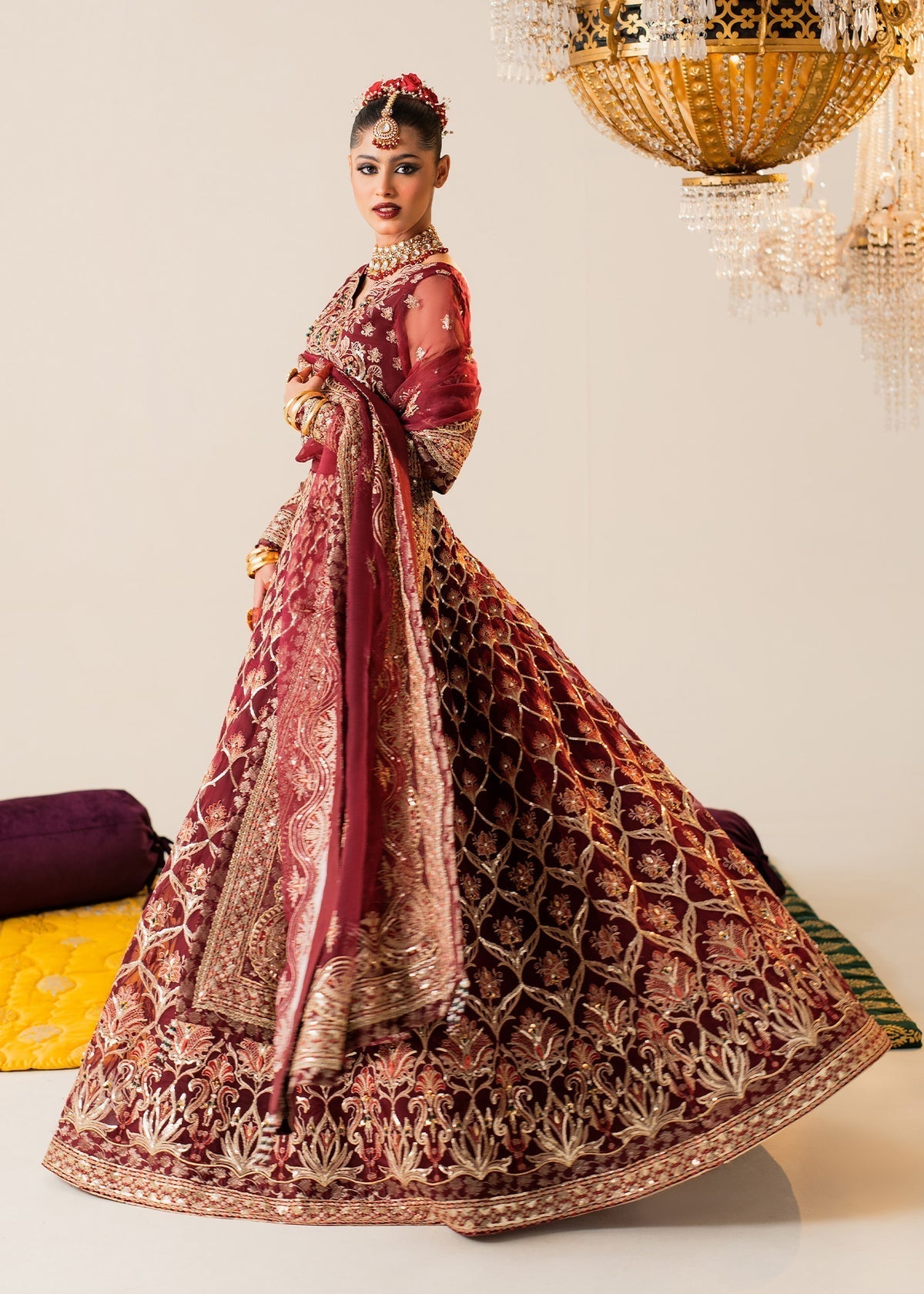 Shurooq | Zara Edit 24 | Raani Custom Size Deep Red Organza