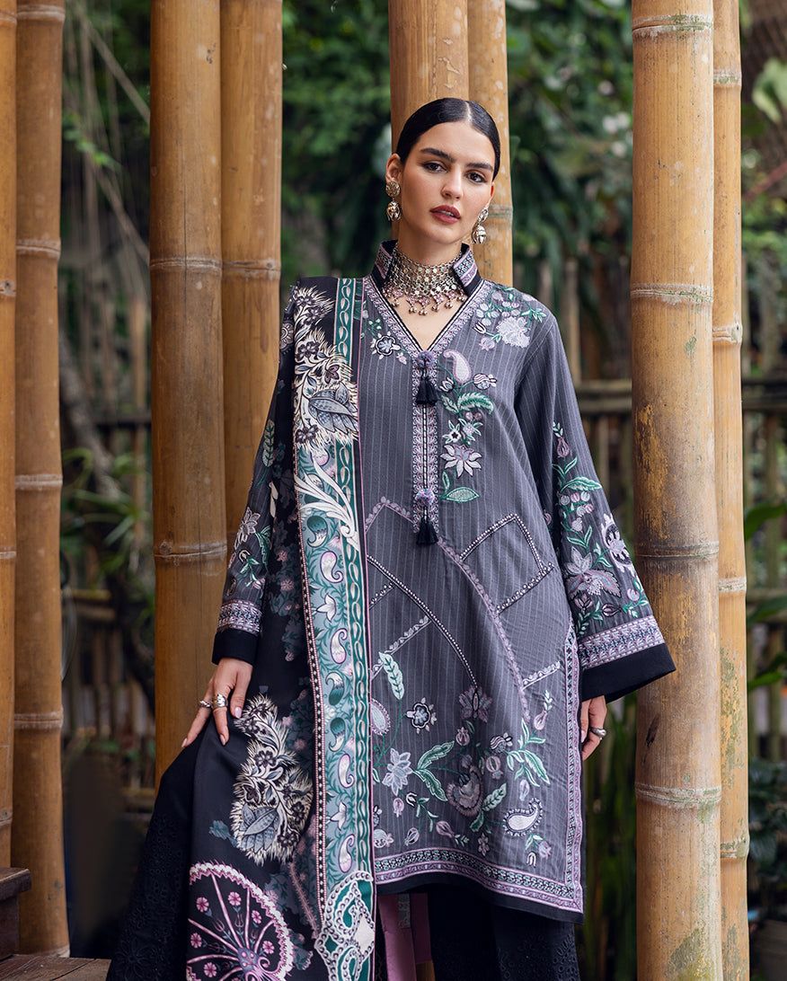 Mushq | Hemline Karandi | Silver Mist by Mushq - Designer Dress - Type : Ladies Clothes - Available at Saira Sultan - 100% Original 