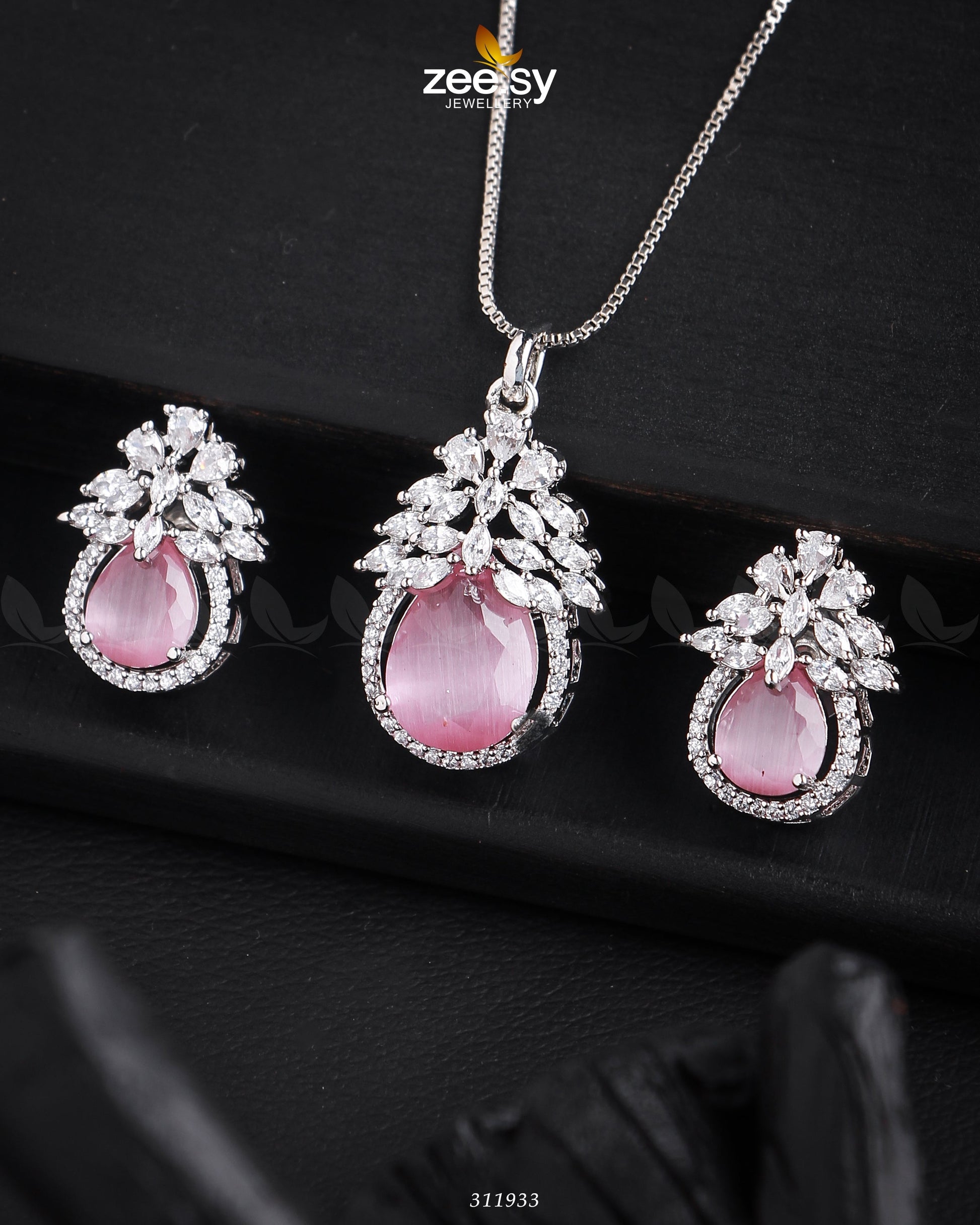 Zara's Pendant Set Silver Mint Pink