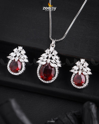 Zara's Pendant Set Silver Ruby
