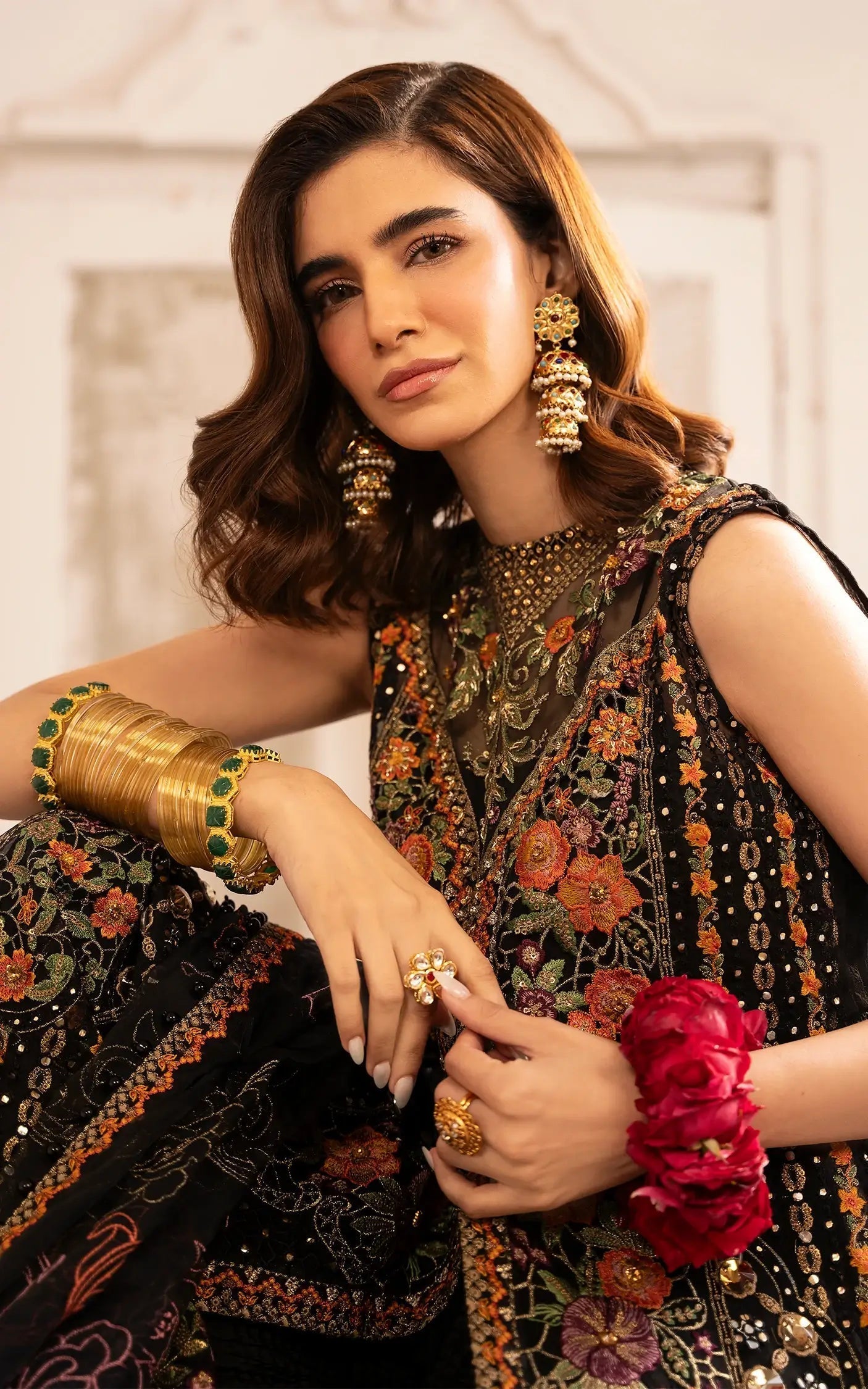 Asifa and Nabeel | Sunehri Eid 25 | Sitara-(SEF25-03) Custom Size Black Organza