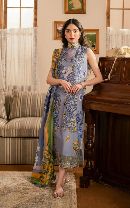 Asifa and Nabeel | Meraki Vintage 25 | Sunehri (MVL25-02) L Blue Lawn