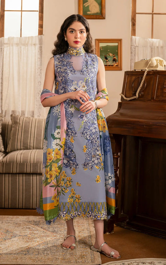 Asifa and Nabeel | Meraki Vintage 25 | Sunehri (MVL25-02) XS Blue Lawn