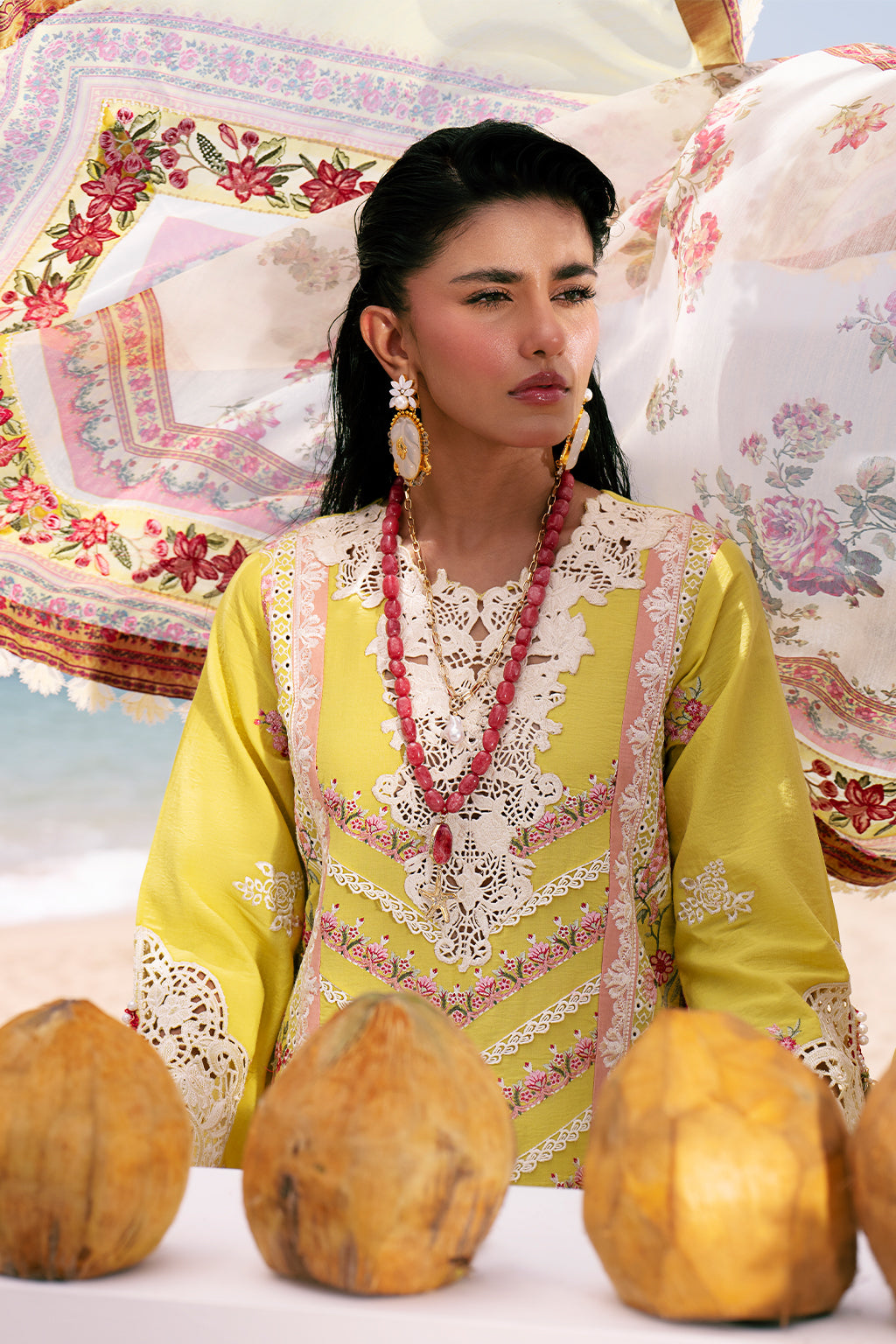 AJR Couture | Dastan Luxury Lawn 25 | Sunset L Yellow Lawn