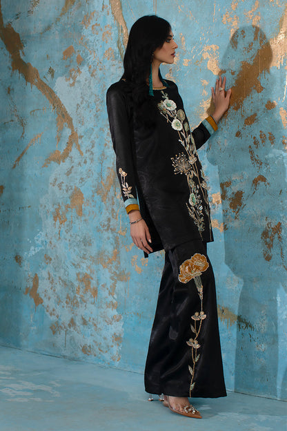 Wardha Saleem | Luxury Pret Fusion Wear | GISELE - FORMAL ( 2 PC) L Black Rod Silk