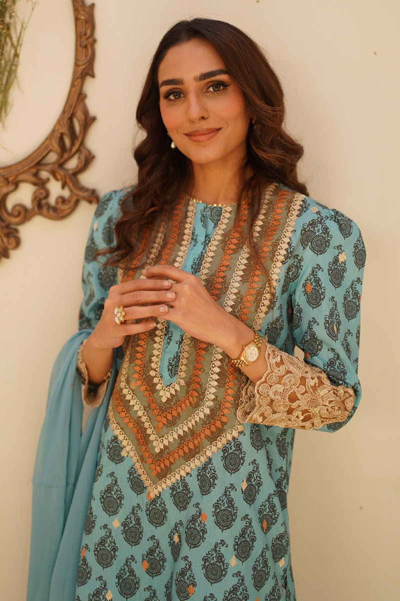 Ego | Diva Premium | ZEENAT 3 PIECE M Sky Blue Cotton