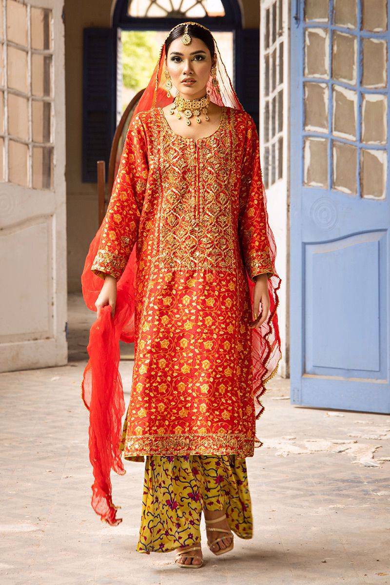 The Pink Tree Company | Wedding Wear | TANGERINE IN RED - Pakistani Designer Dress - by The Pink Tree Company | Type: Formal - 100% Original at Saira Sultan
