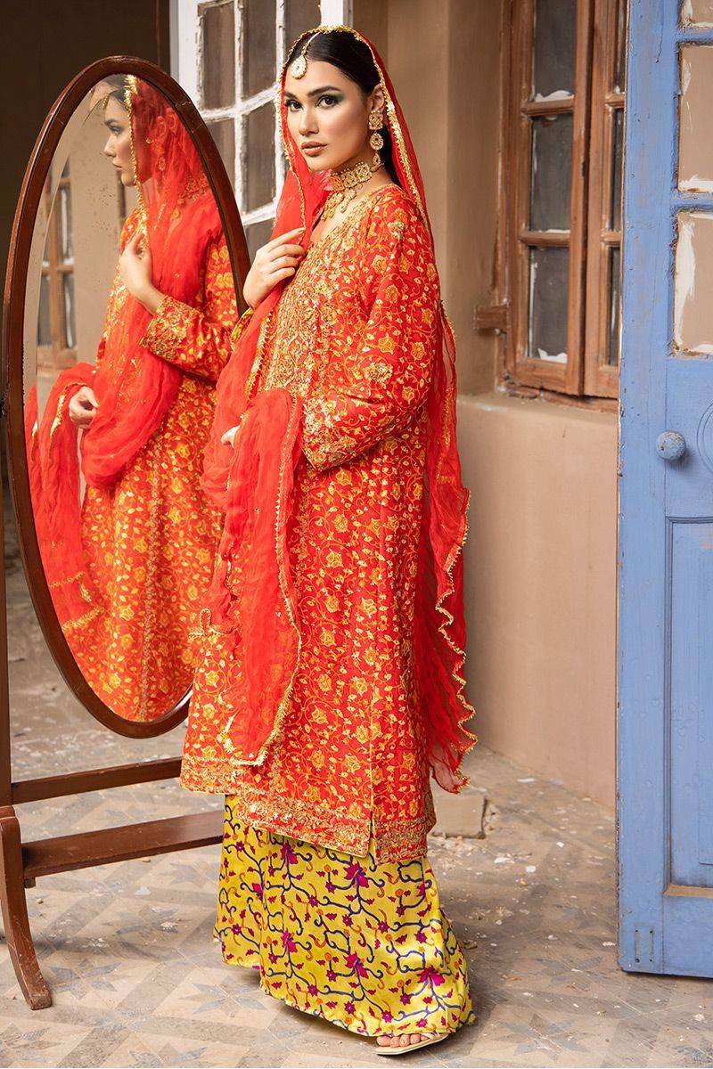 The Pink Tree Company | Wedding Wear | TANGERINE IN RED - Pakistani Designer Dress - by The Pink Tree Company | Type: Formal - 100% Original at Saira Sultan