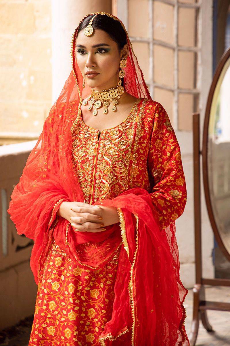 The Pink Tree Company | Wedding Wear | TANGERINE IN RED - Pakistani Designer Dress - by The Pink Tree Company | Type: Formal - 100% Original at Saira Sultan