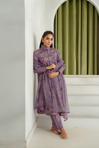 Taana Baana | Manzil Winter | M3407B L Purple Gray Karandi
